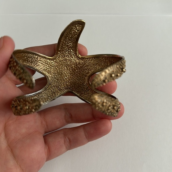 Gold Toned Starfish Cuff Bracelet - Picture 4 of 6